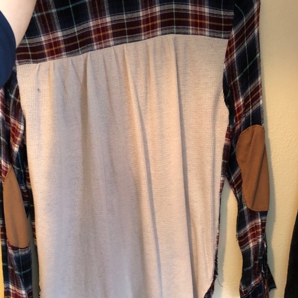 Flannel tunic like top with white back & suede - Picture 2 of 3